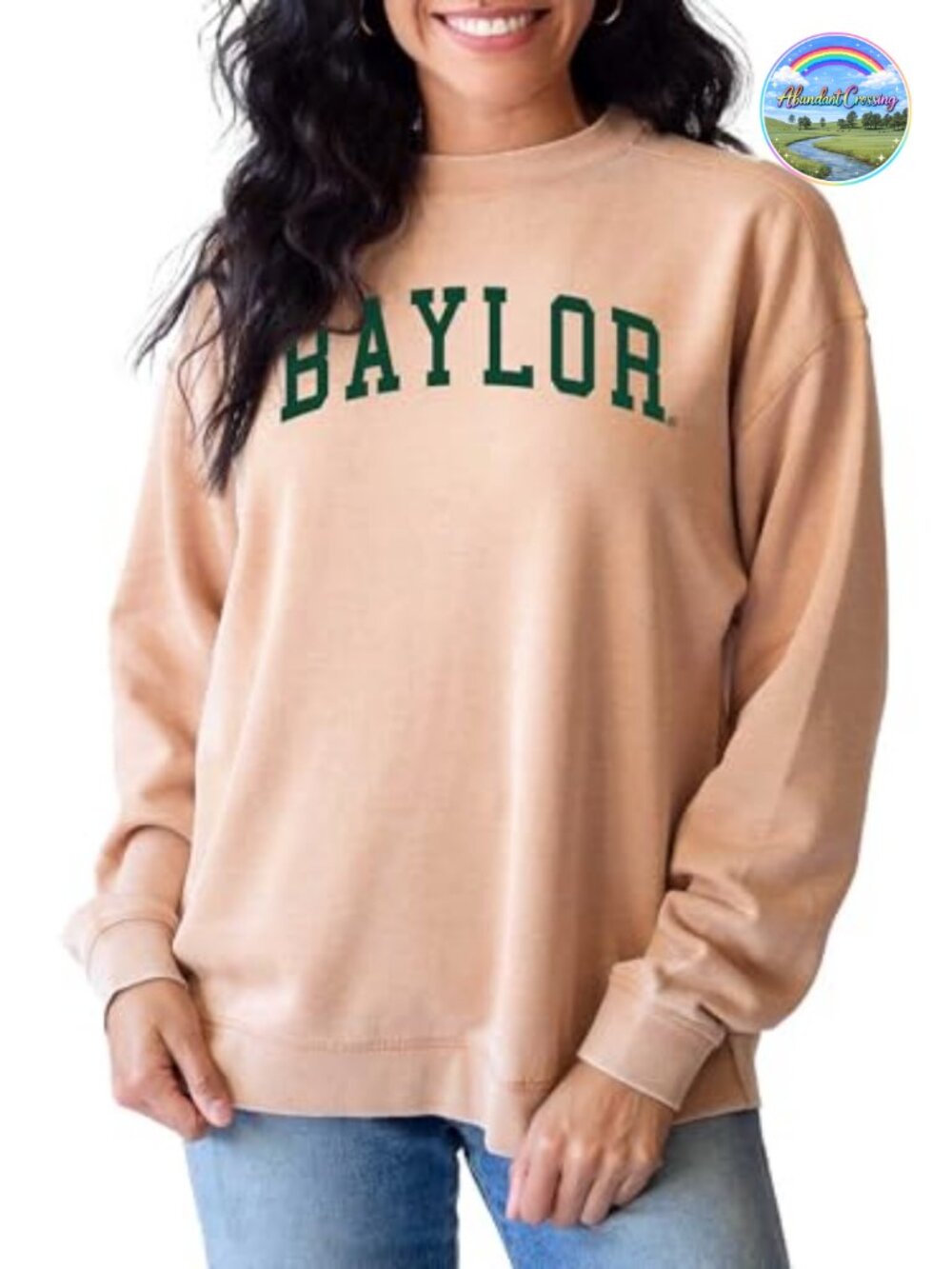 NCAA Baylor Bears Oversized Crewneck Sweatshirt Burnout Fleece Pullover